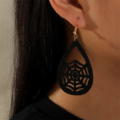 Black Polystyrene & 18K Gold-Plated Spiderweb Drop Earrings