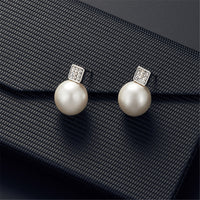 Imitation Pearl & Silver-Plated Pendant Necklace & Drop Earrings