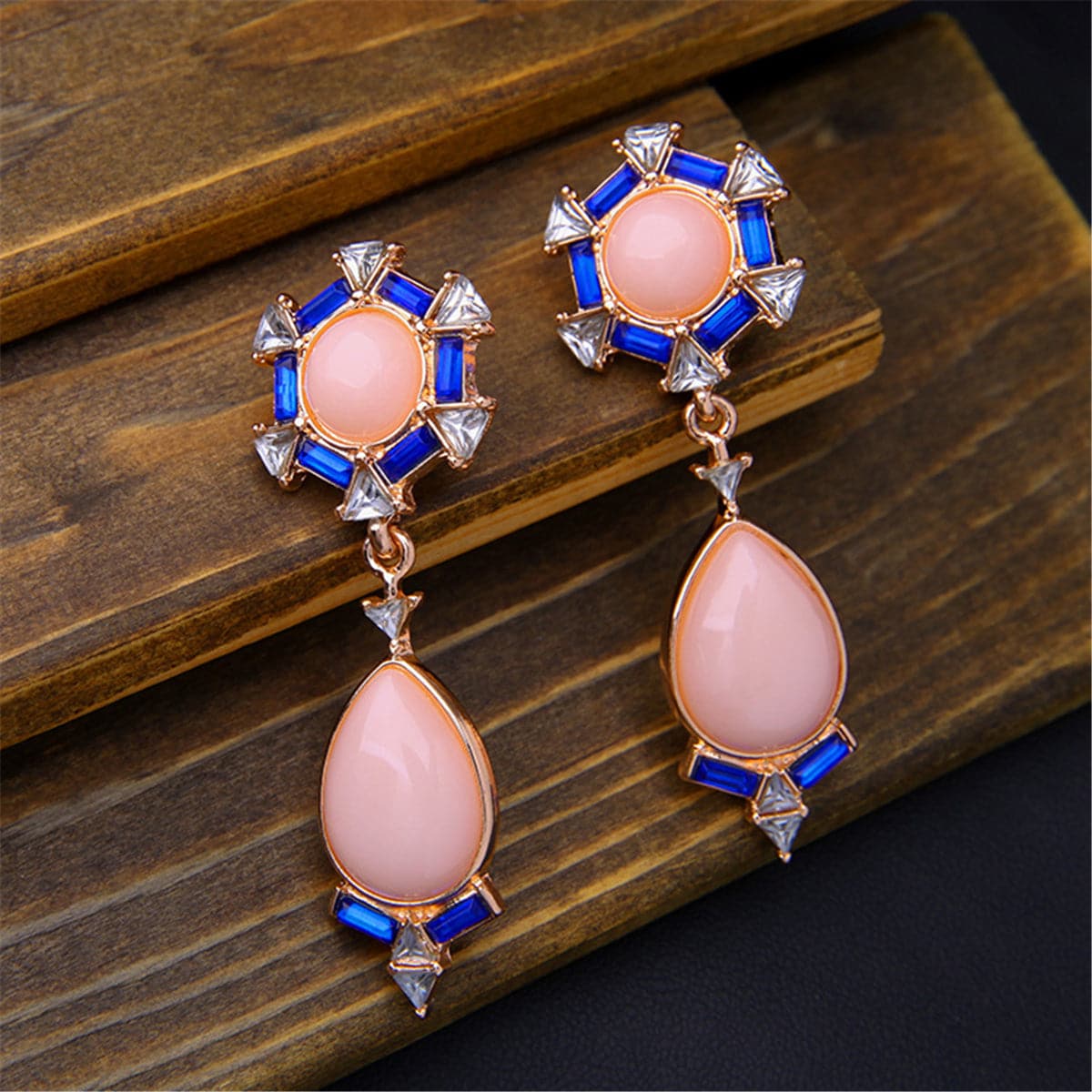 Cubic Zirconia & Crystal 18K Gold-Plated Bezel Drop Earrings