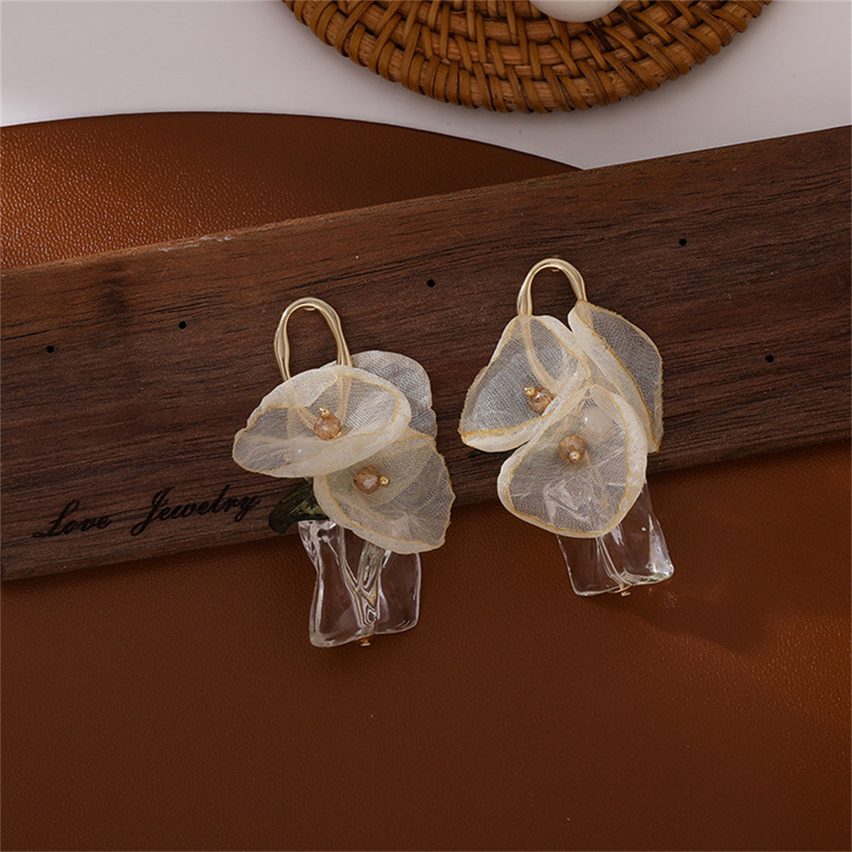Green Acrylic & Pearl Resin 18K Gold-Plated Leaf Drop Earrings
