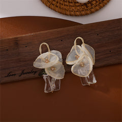 Green Acrylic & Pearl Resin 18K Gold-Plated Leaf Drop Earrings