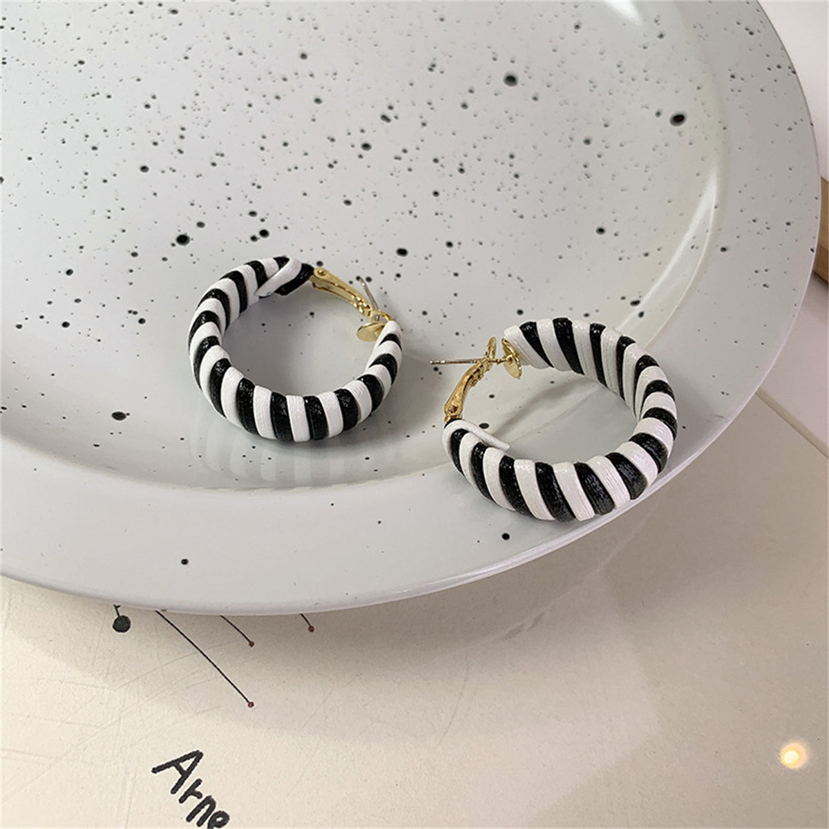 Polystyrene & 18K Gold-Plated Stripe Hoop Earrings