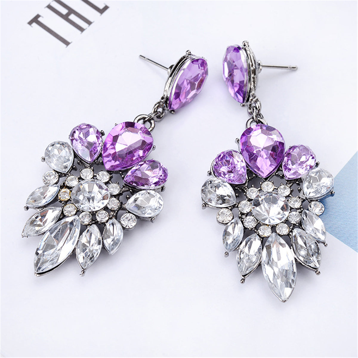 Cubic Zirconia & Silver-Plated Pear Cut Dangle Earrings