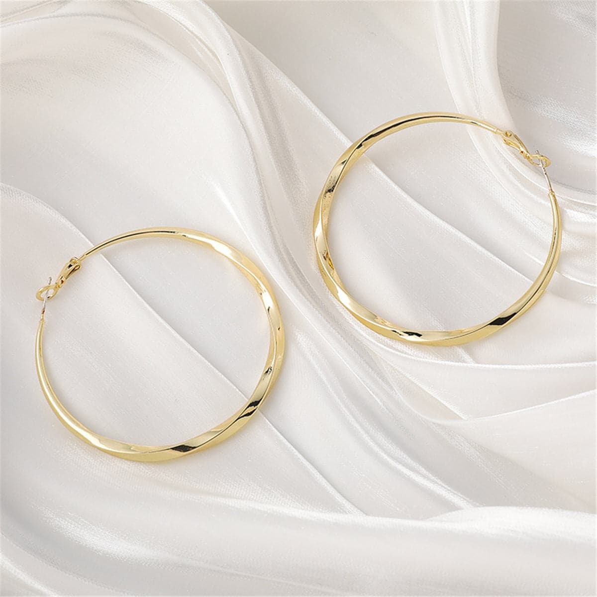 18K Gold-Plated Twisted Hoop Earrings, vintage-inspired design, lifestyle look
