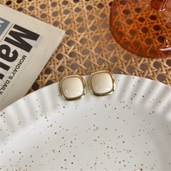 Beige Resin & 18K Gold-Plated Square Stud Earrings