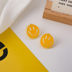 Yellow Acrylic & 18K Gold-Plated Smiley Stud Earrings
