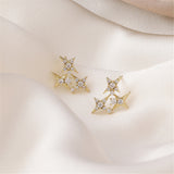 Cubic Zirconia & 18k Gold-Plate Star Cluster Stud Earrings