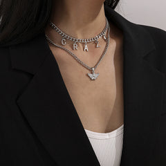 Silver-Plated 'Crazy' Angel Pendant Necklace Set