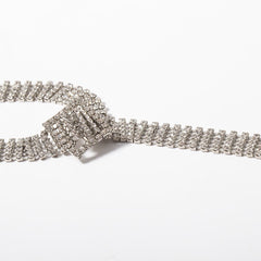 Cubic Zirconia & Silver-Plated Belt Choker Necklace