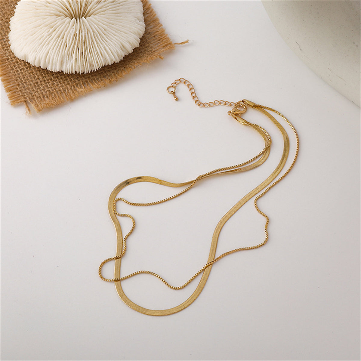 18K Gold-Plated Layered Chain Choker Necklace