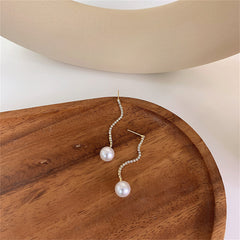 Cubic Zirconia & Pearl Linear Drop Earrings