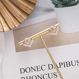 Pearl & Cubic Zirconia Heart Stud Earrings
