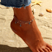 Enamel & 18k Gold-Plated Eye Layered Anklet