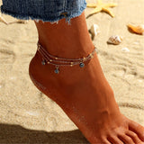 Enamel & 18k Gold-Plated Eye Layered Anklet