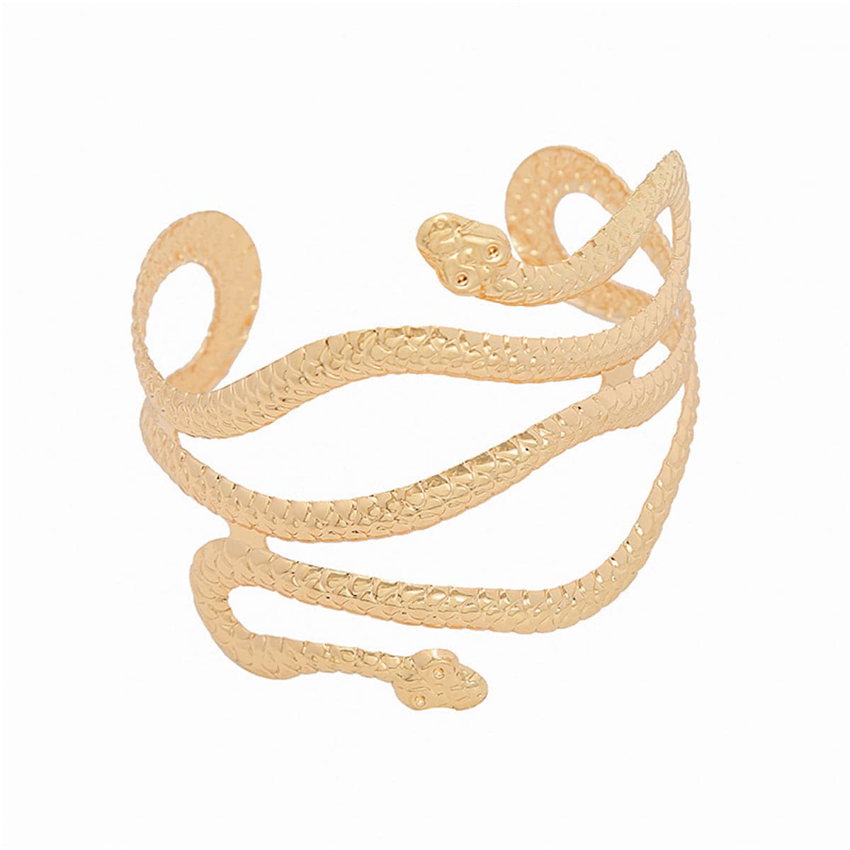 18K Gold-Plated Serpentine Arm Cuff, dainty minimalist design, front view