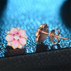 Cubic Zirconia & 18K Rose Gold-Plated Peach Bud Stud Earrings