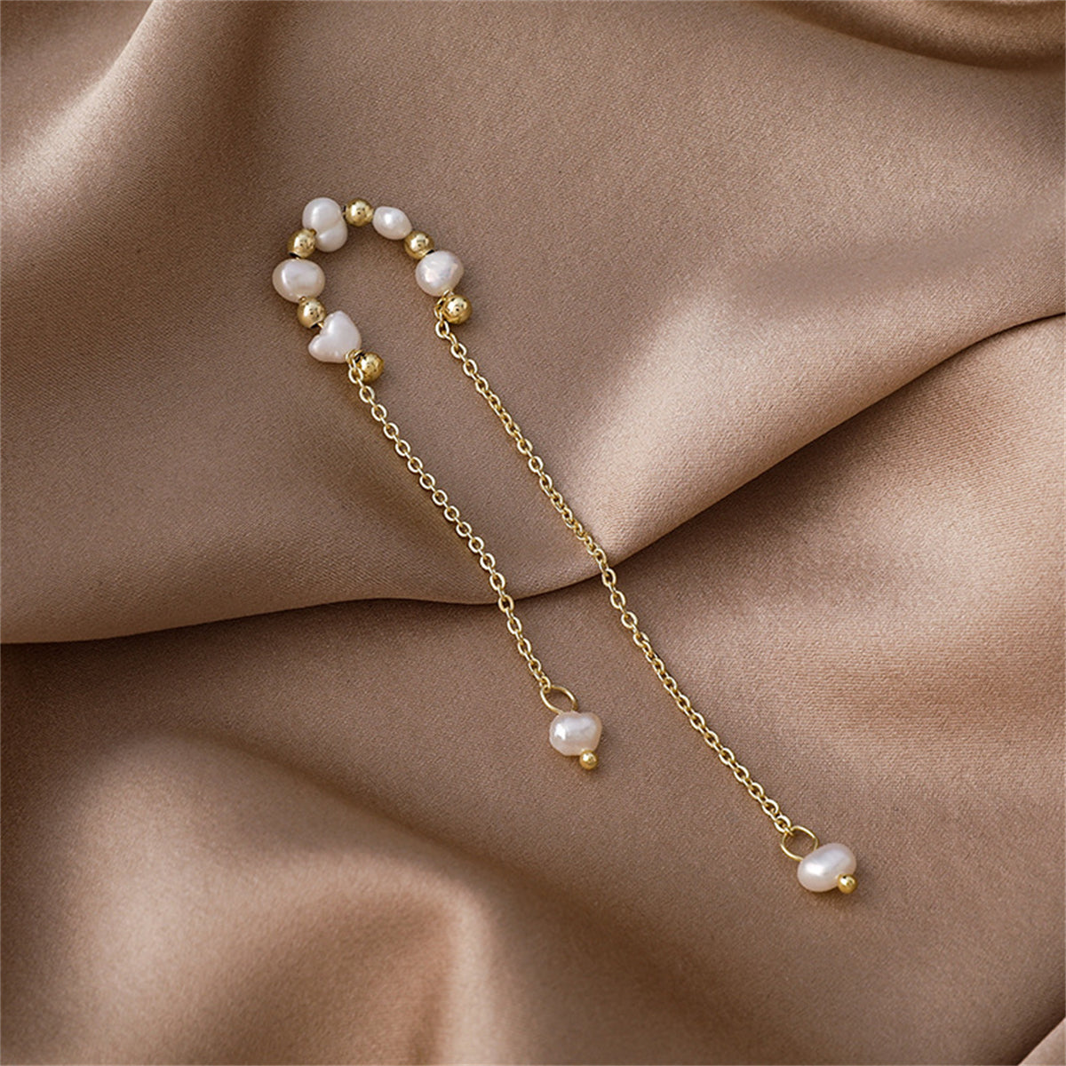 Pearl & 18K Gold-Plated Tassel Ear Cuff