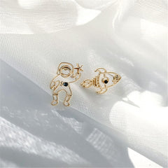 Cubic Zirconia & 18K Gold-Plated Rocket Asymmetrical Stud Earrings