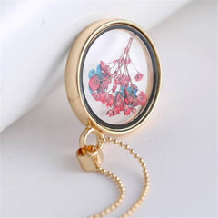 Blue & 18K Gold-Plated Pressed Peach Blossom Round Pendant Necklace