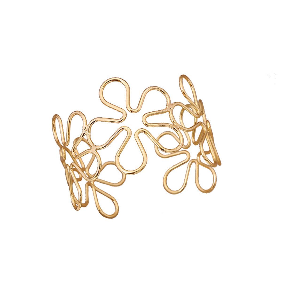 18K Gold-Plated Linked Open Flower Arm Cuff