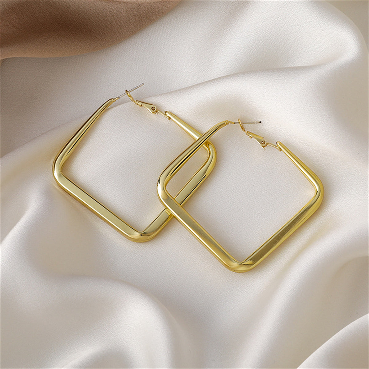 18K Gold-Plated Open Square Hoop Earrings