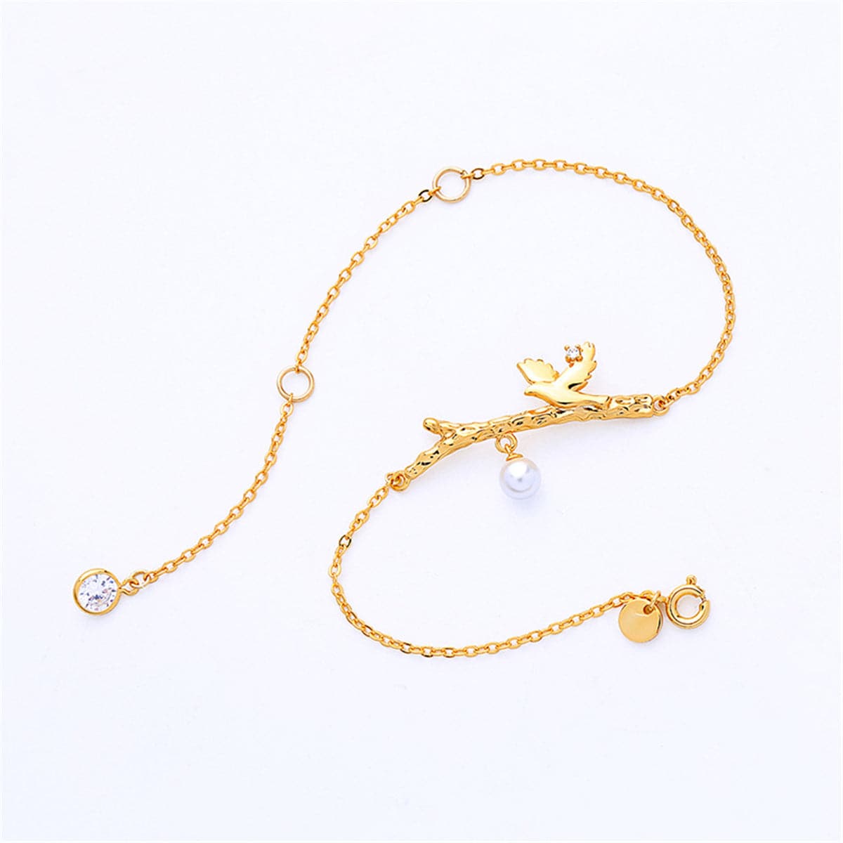 Pearl & 18K Gold-Plated Bird Branch Bracelet