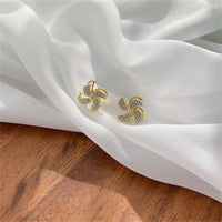 Cubic Zirconia & 18k Gold-Plated Stacked Flower Stud Earrings