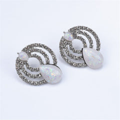 Resin & Cubic Zirconia Silver-Plated Layer Drop Stud Earring