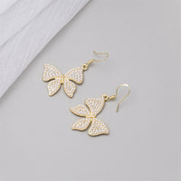 Pearl & Cubic Zirconia 18k Gold-Plated Butterfly Drop Earrings