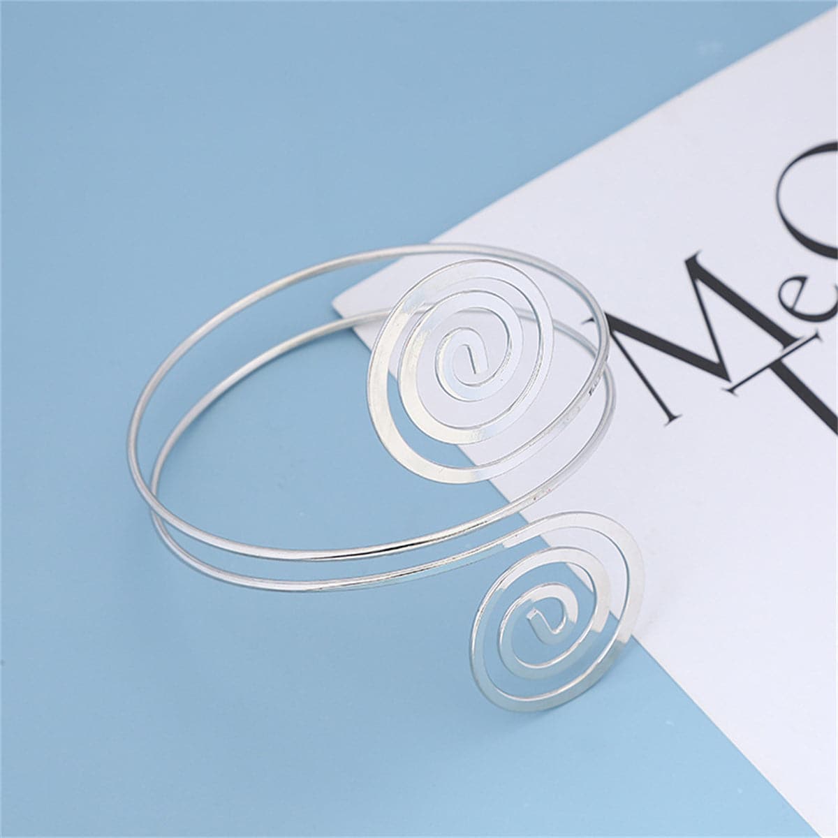 Silver-Plated Swirl Bypass Arm Cuff, vintage-inspired design, side view