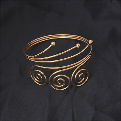 18K Gold-Plated Trip-Swirl Arm Cuff, elegant gift for her, side view