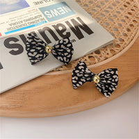 Black & 18k Gold-Plated Leopard Bow Stud Earrings