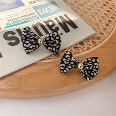 Black & 18K Gold-Plated Leopard Bow Stud Earrings