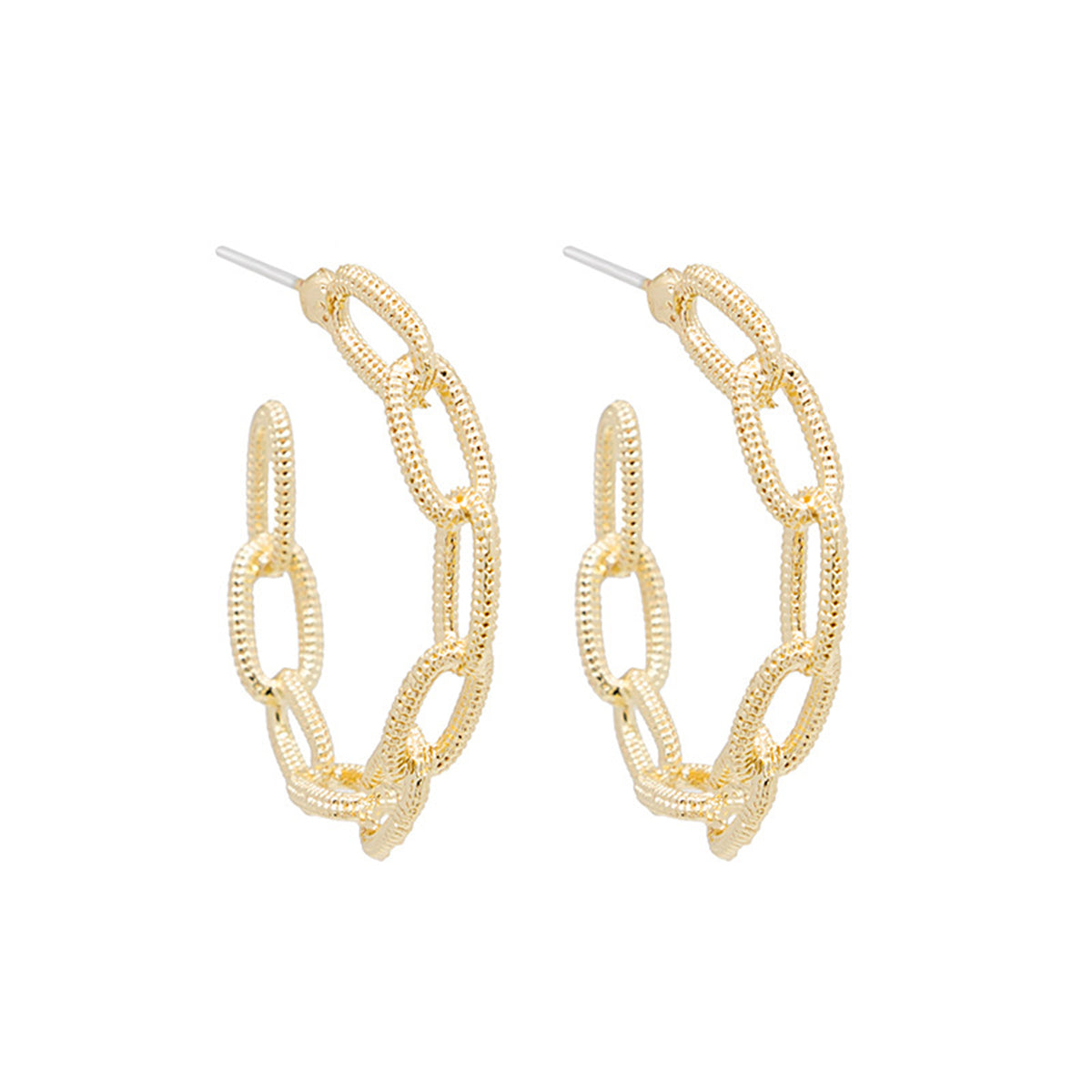 18K Gold-Plated Figaro Chain Hoop Earrings
