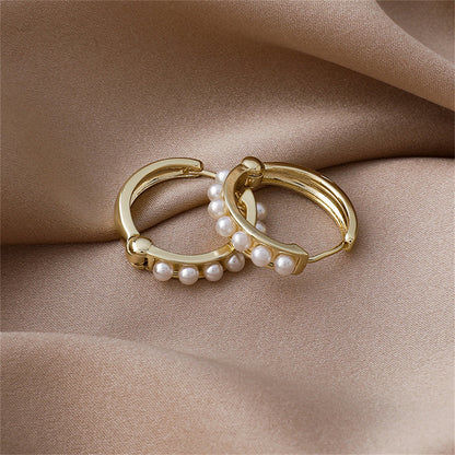 Pearl & 18K Gold-Plated Channel Huggie Earrings