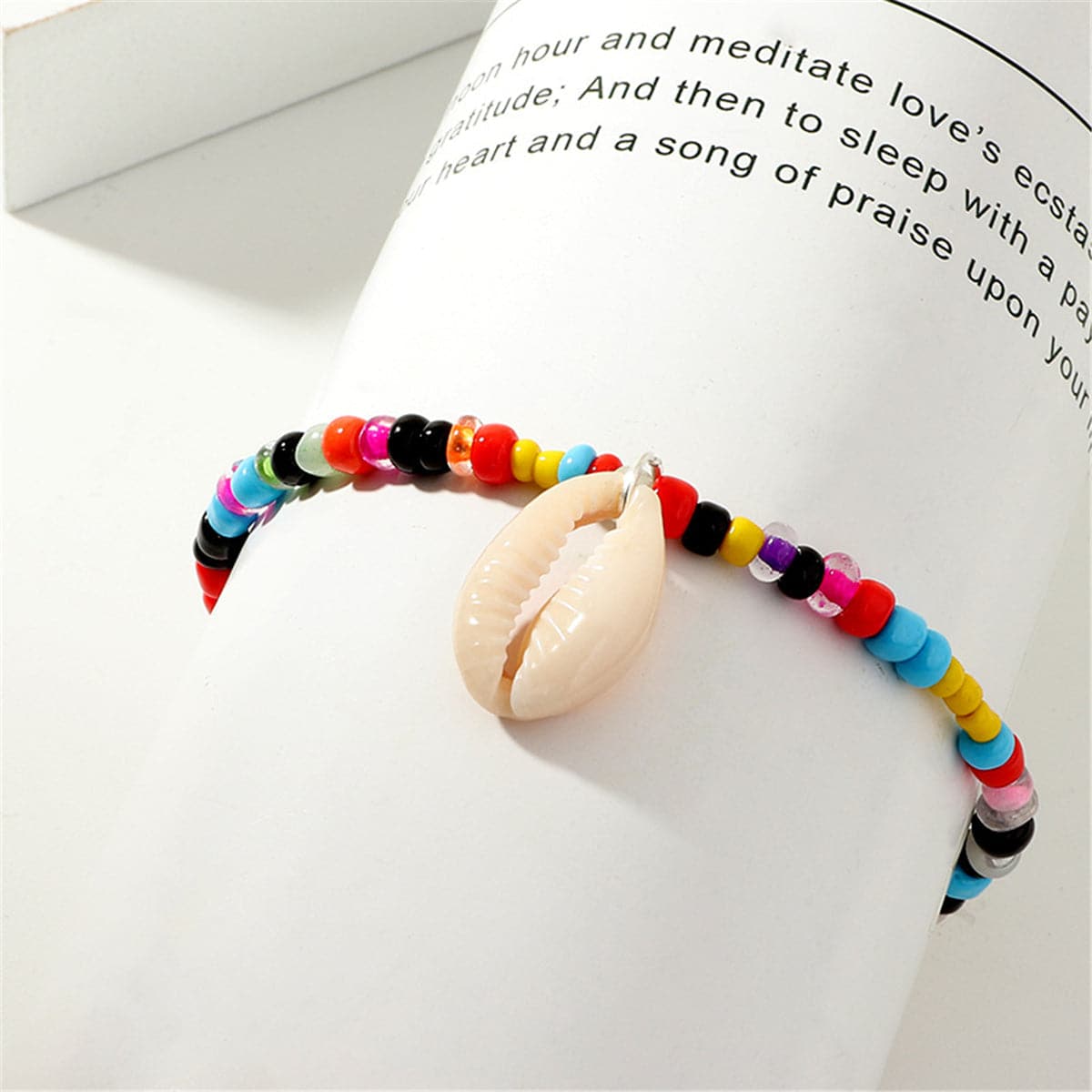 Howlite & Cowrie Shell Beaded Stretch Anklet