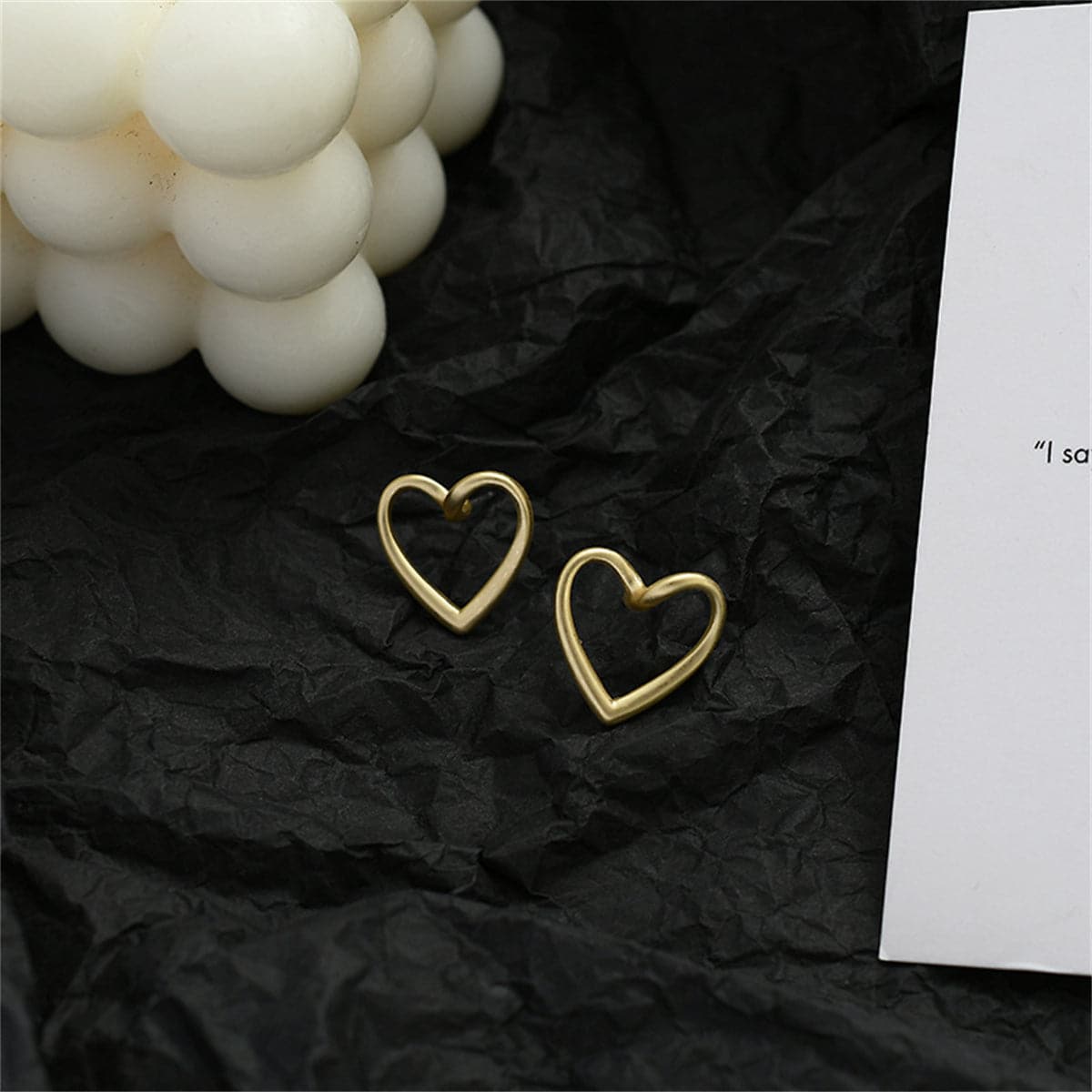 18K Gold-Plated Open Heart Stud Earrings, gold stud earrings for women, elegant gift for her, lifestyle look