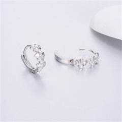 Cubic Zirconia & Silver-Plated Flower Clip-On Earrings