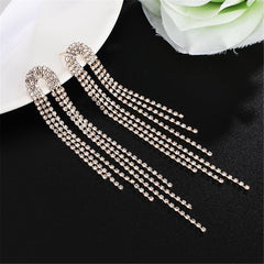 Cubic Zirconia & 18K Gold-Plated Arch Tassel Drop Earrings