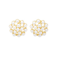 Pearl & 18k Gold-Plated Cluster Stud Earrings