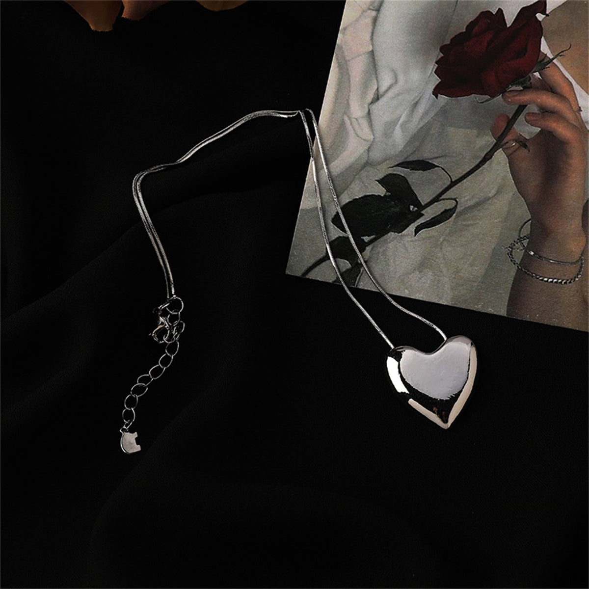 Silver-Plated Heart Pendant Necklace