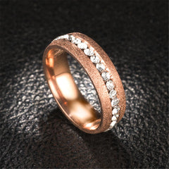 Cubic Zirconia & 18K Rose Gold-Plated Frosted Band