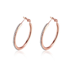 Cubic Zirconia & 18k Rose Gold-Plated Hoop Earrings - streetregion