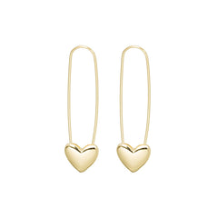 18K Gold-Plated Heart Pin Earrings