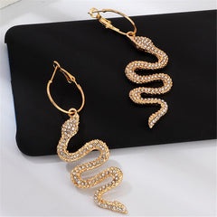Cubic Zirconia & 18K Gold-Plated Snake Drop Earrings
