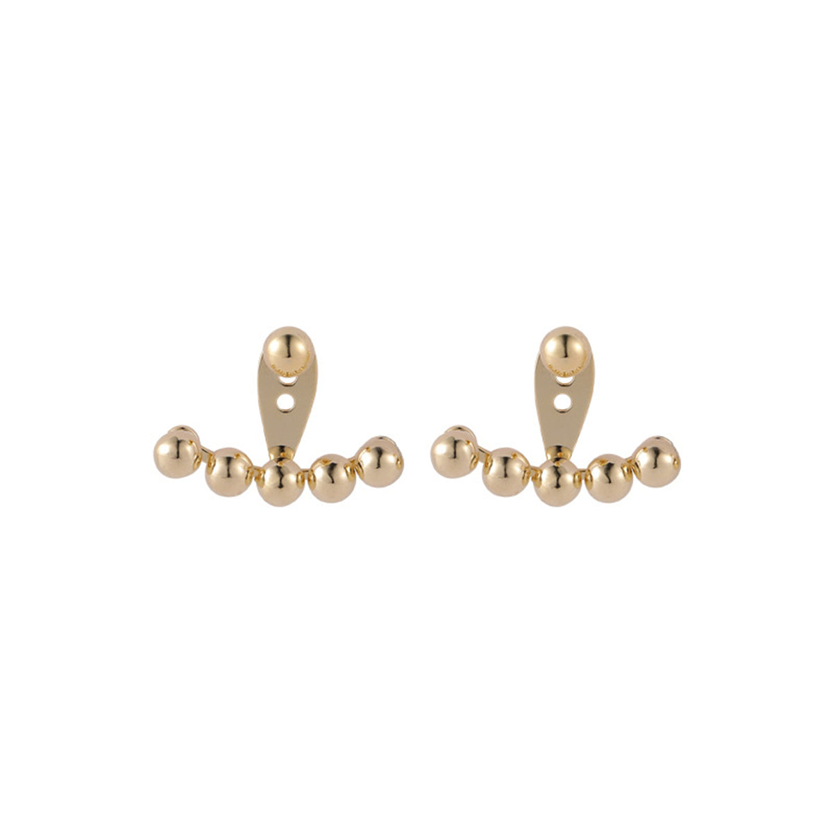 18K Gold-Plated Beaded Ear Jackets, gold stud earrings for women, dainty minimalist design, styled look