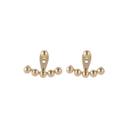 18K Gold-Plated Beaded Ear Jackets, gold stud earrings for women, dainty minimalist design, styled look