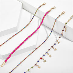 Pink & 18K Gold-Plated Star Anklet Set