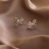 Cubic Zirconia & 18k Gold-Plated Bow Stud Earrings