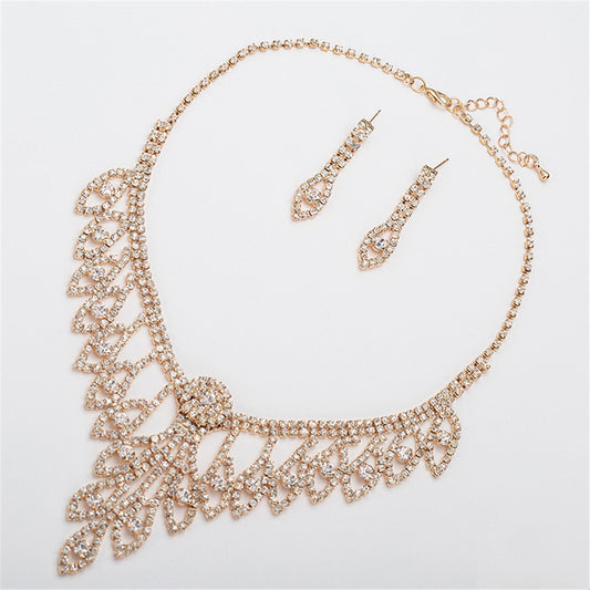Cubic Zirconia and 18K Gold-Plated Eye Drop Earrings and Statement Necklace, gold drop earrings for women, front view